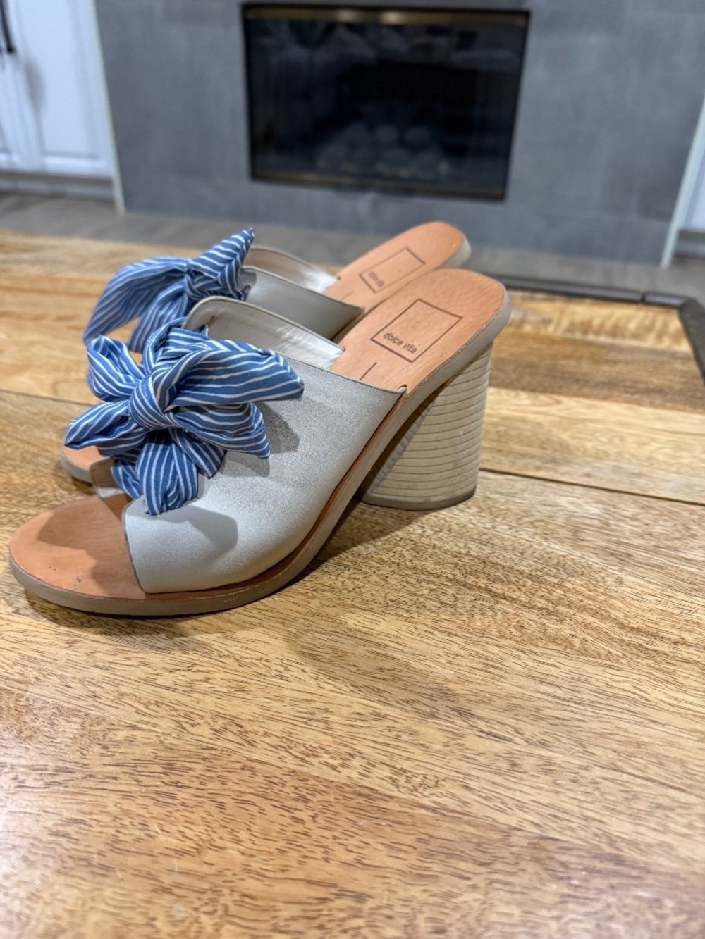 Dolce Vita Pinstripe Bowtie Chunky Heel